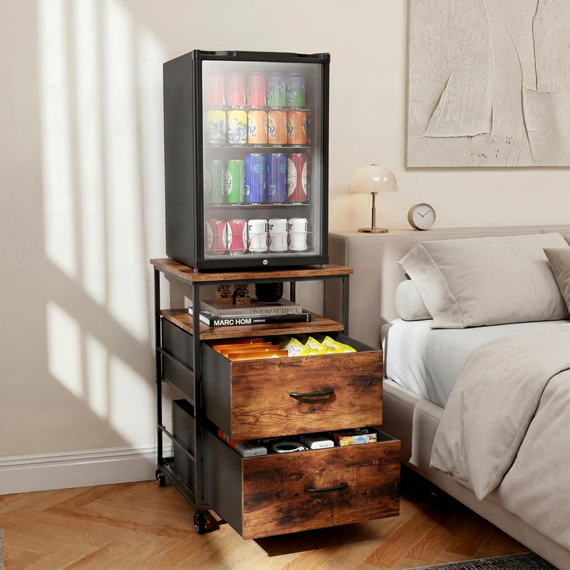 Mini Fridge Stand with Storage-Kitchen Storage Trolley