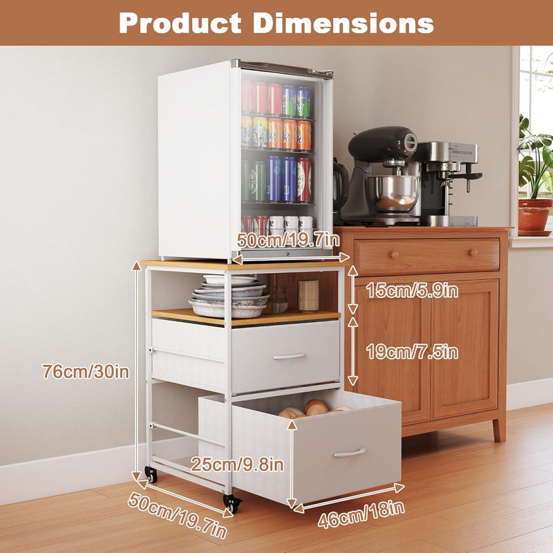 Mini Fridge Stand with Storage-Kitchen Storage Trolley