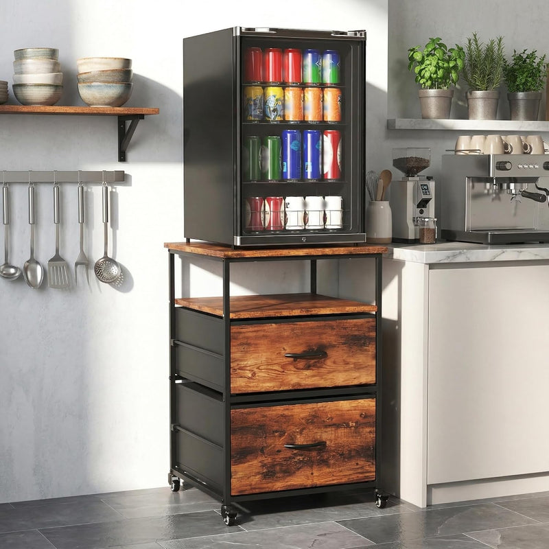 Mini Fridge Stand with Storage-Kitchen Storage Trolley