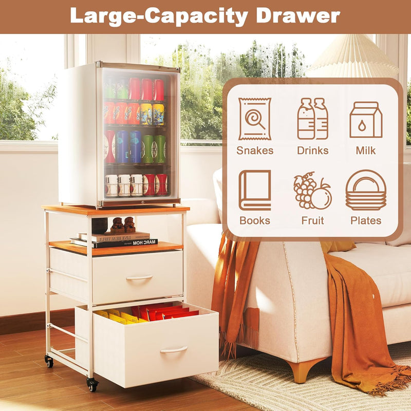 Mini Fridge Stand with Storage-Kitchen Storage Trolley