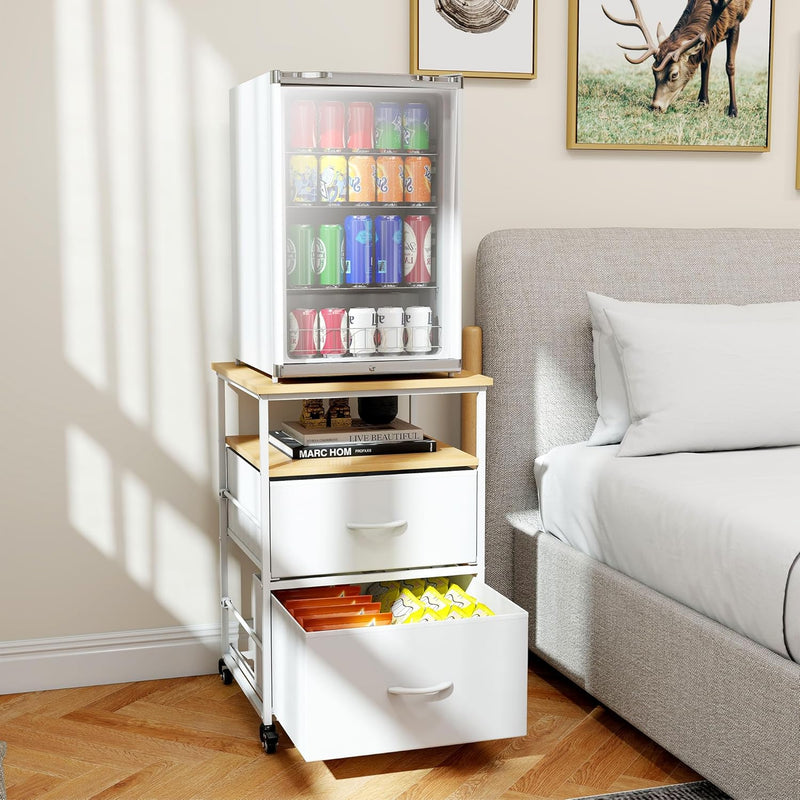 Mini Fridge Stand with Storage-Kitchen Storage Trolley
