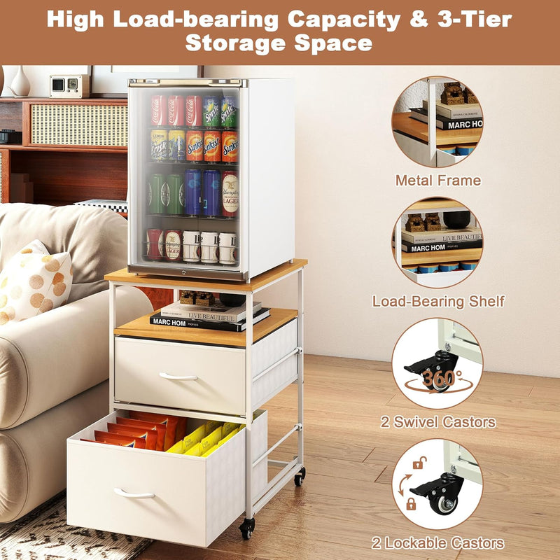 Mini Fridge Stand with Storage-Kitchen Storage Trolley