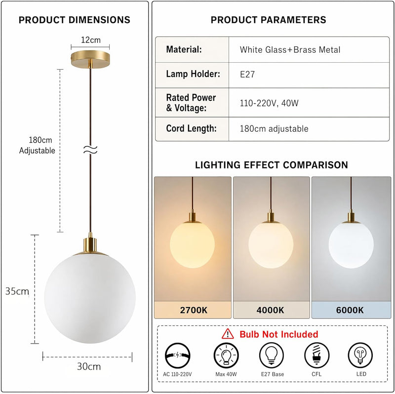 Minimalist 3-Light Cluster Pendant Finish Glass Ball Shades