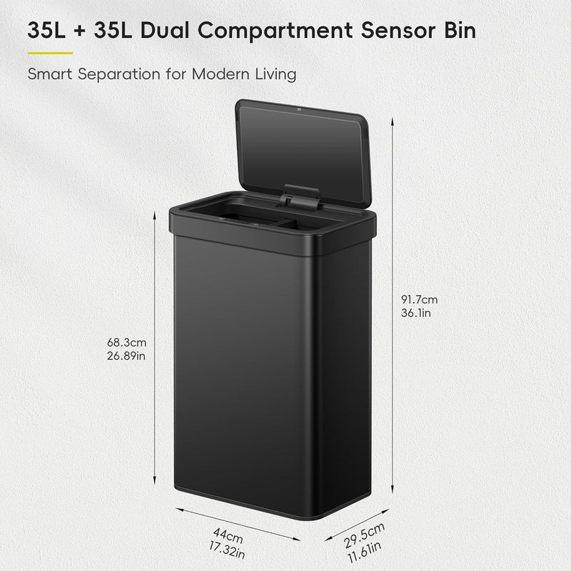 Mirage X 40L Automatic Sensor Kitchen Bin Double