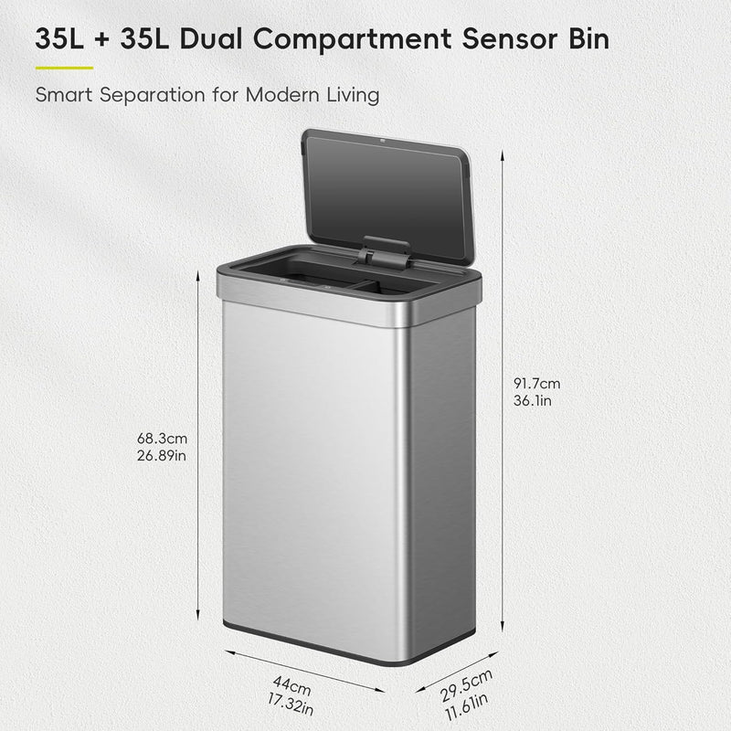 Mirage X 40L Automatic Sensor Kitchen Bin Double