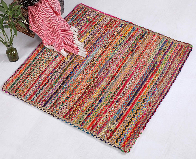 Mishran Eco Friendly Large Square Braided Rug Flat