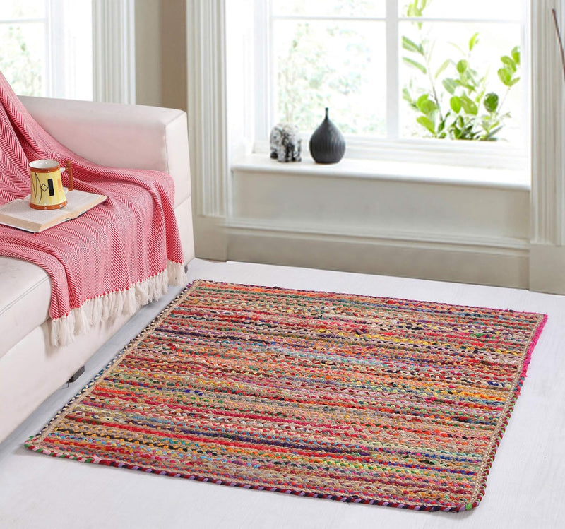 Mishran Eco Friendly Large Square Braided Rug Flat