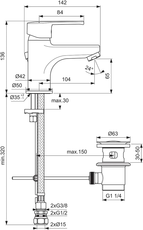 Mixer Basin Tap with Pop Up Waste B1148aa