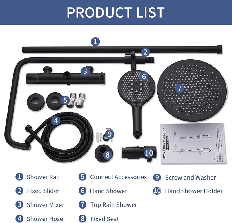 Mixer Set Rainfall System with Brass Bar Without