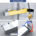 Mixer Set Rainfall System with Brass Bar Without