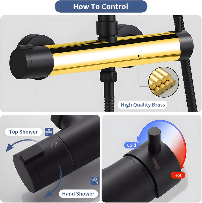 Mixer Set Rainfall System with Brass Bar Without