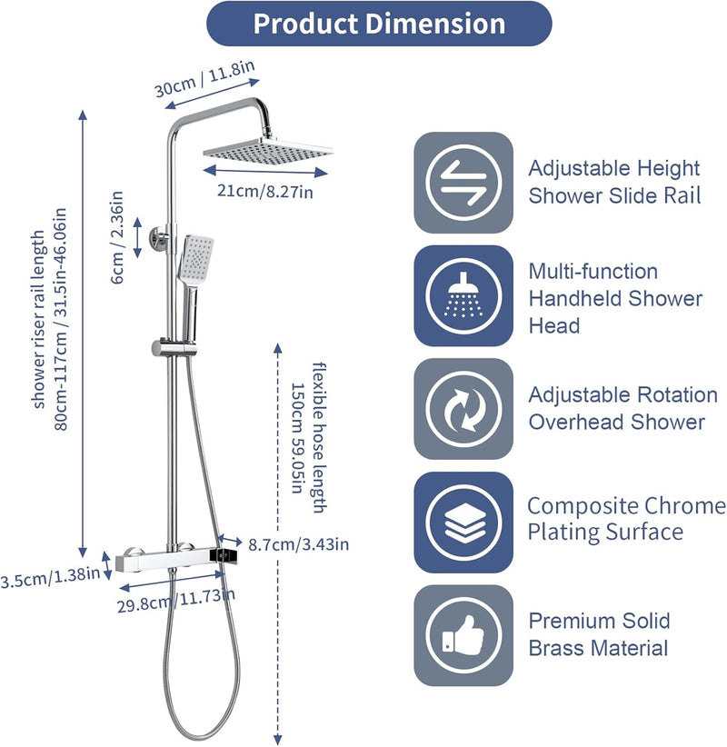 Mixer Set Rainfall System with Brass Bar Without