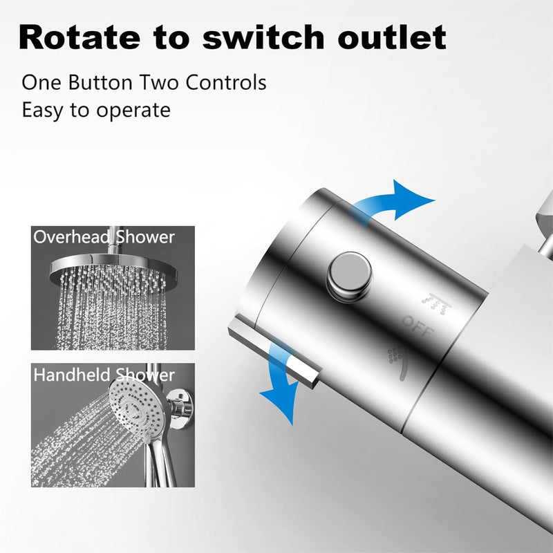 Mixer Set System 26x19CM Rain Thermostatic Bar