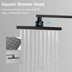 Mixer Set Thermostatic Square Rainfall Adjustable-Height