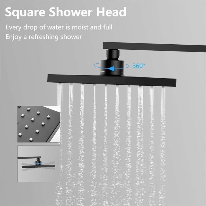 Mixer Set Thermostatic Square Rainfall Adjustable-Height
