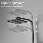Mixer Set Thermostatic Square Rainfall Adjustable-Height