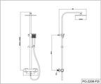 Mixer Set Thermostatic with Rainfall Head Adjustable Height