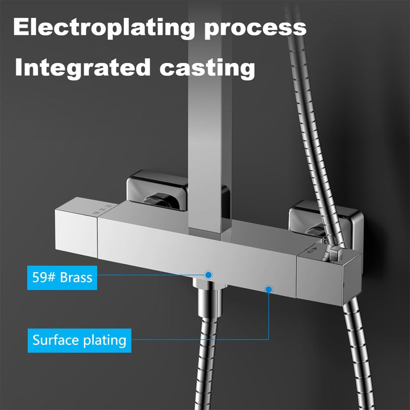 Mixer Set Thermostatic with Rainfall Head Adjustable Height