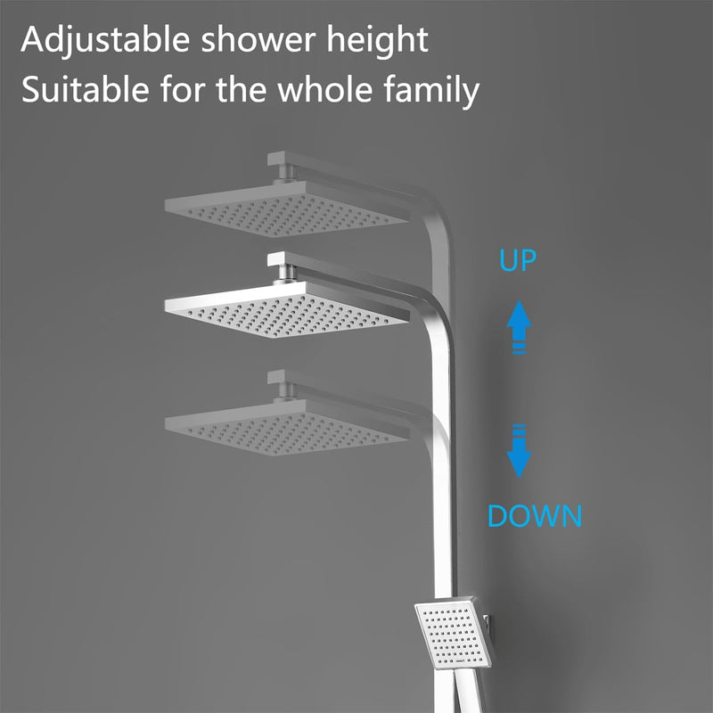Mixer Set Thermostatic with Rainfall Head Adjustable Height
