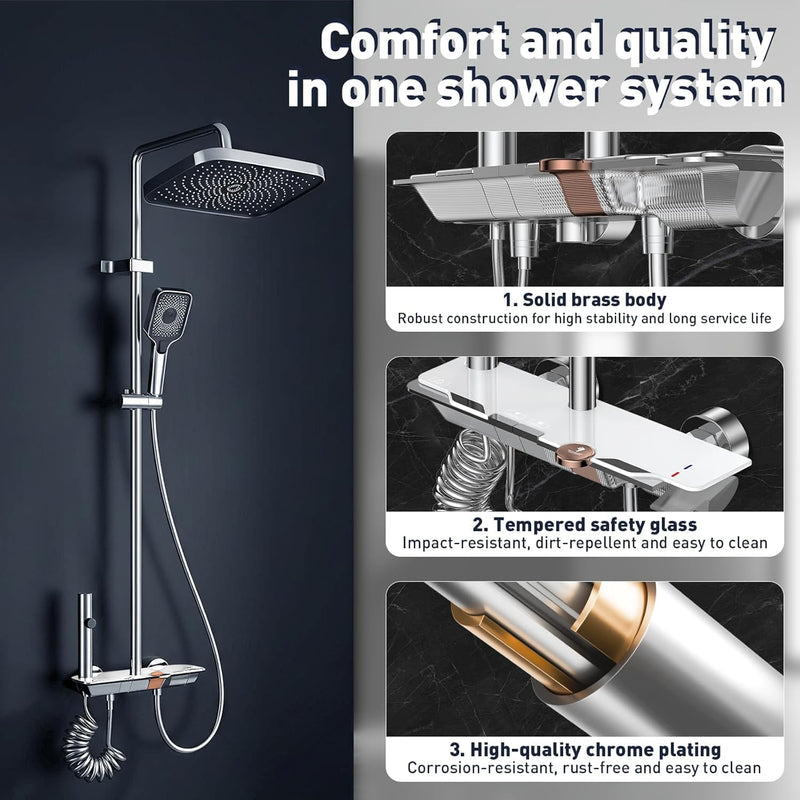 Mixer Shower Set with 12.4" Rainfall Head Piano