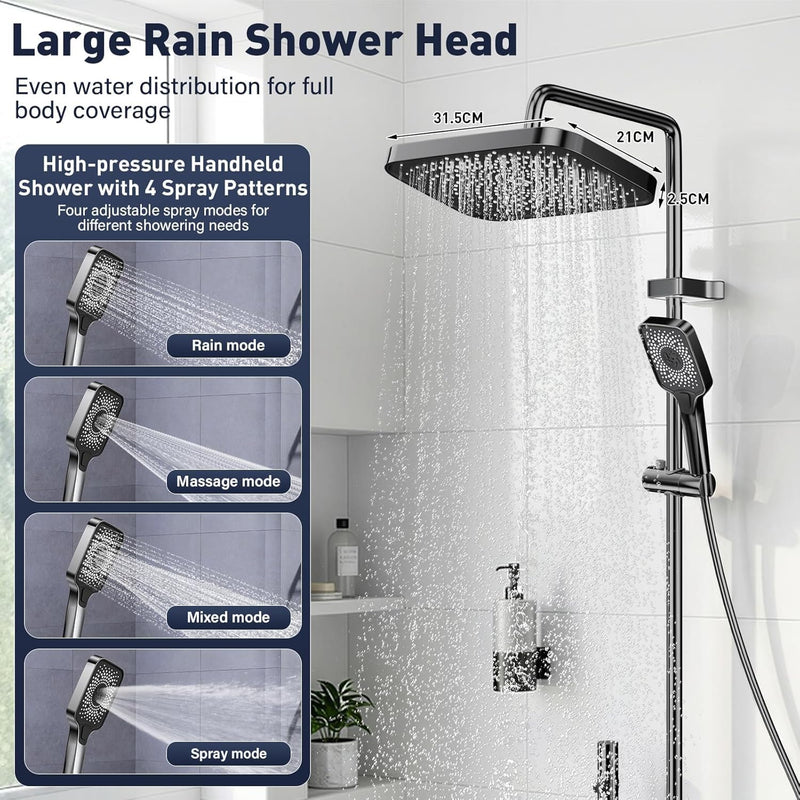 Mixer Shower Set with 12.4" Rainfall Head Piano