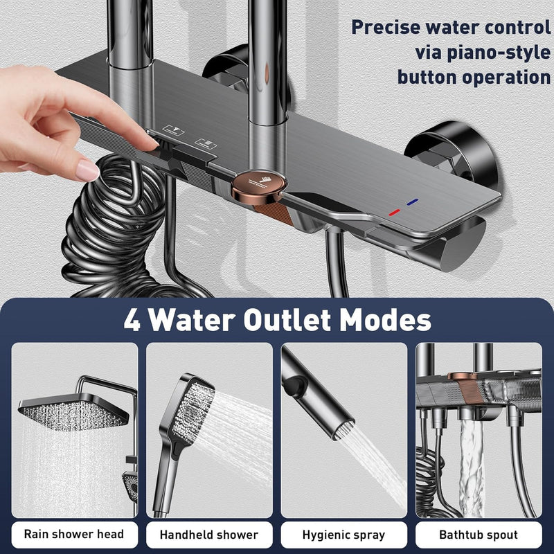 Mixer Shower Set with 12.4" Rainfall Head Piano