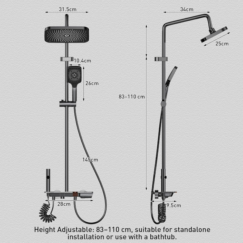 Mixer Shower Set with 12.4" Rainfall Head Piano