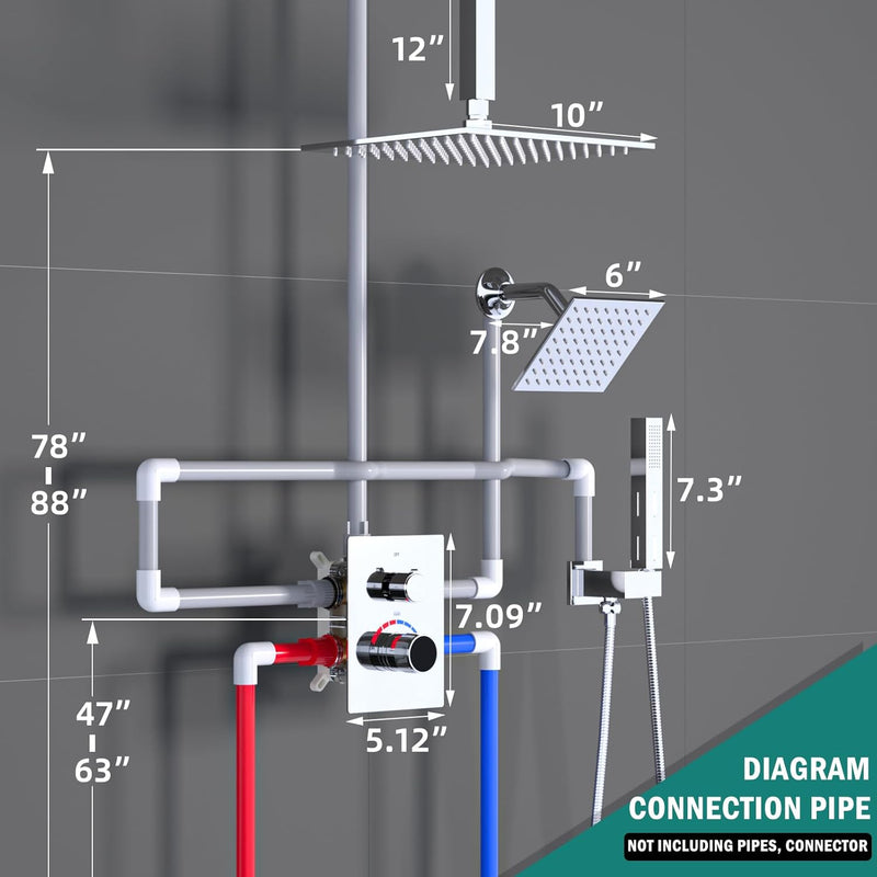 Mixer Shower System with Digital Display Thermostatic Valve