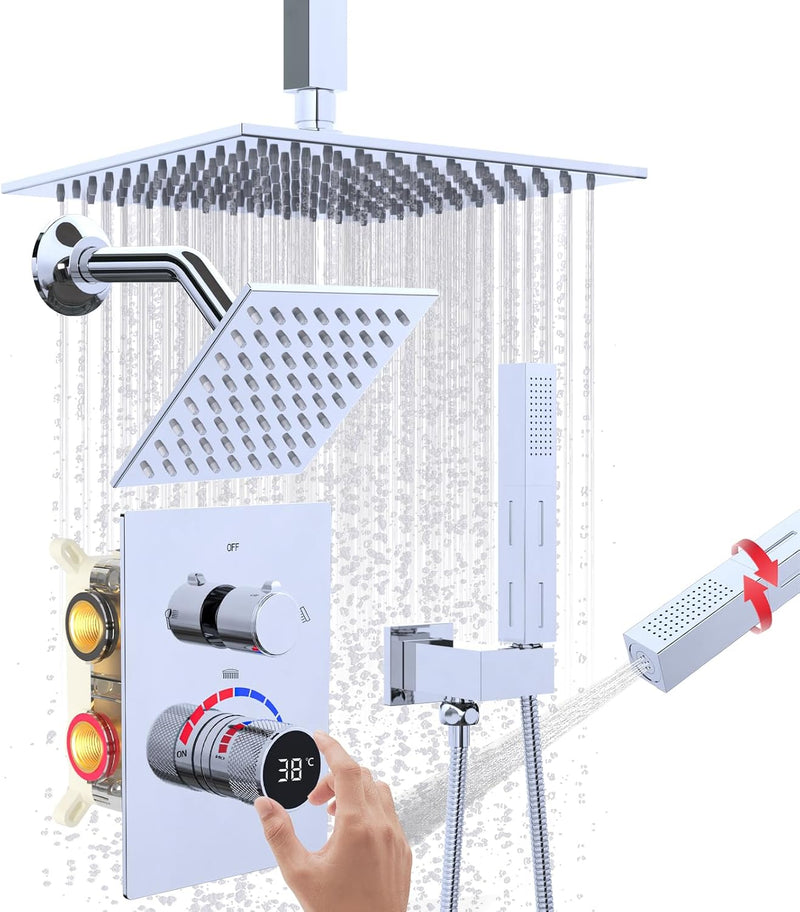 Mixer Shower System with Digital Display Thermostatic Valve