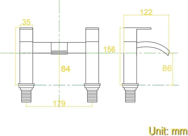 Mixer Tap Waterfall Tub Taps Square Bathroom Brass