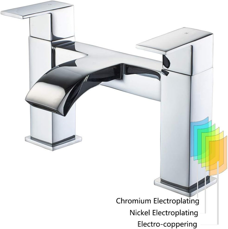 Mixer Tap Waterfall Tub Taps Square Bathroom Brass