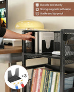 Mobile Bookshelf with Wheels Metal 3-Tier Book Trolley