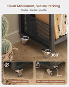 Mobile Bookshelf with Wheels Metal 3-Tier Book Trolley