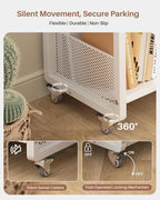 Mobile Bookshelf with Wheels Metal 3-Tier Book Trolley