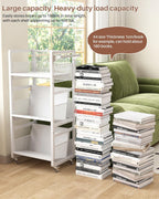 Mobile Bookshelf with Wheels Metal 3-Tier Book Trolley