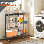 Mobile Cleaning Trolley with Mop Broom Holder Caddy