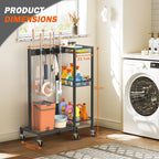 Mobile Cleaning Trolley with Mop Broom Holder Caddy