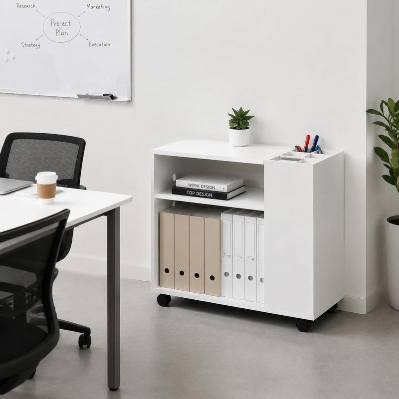 Mobile File Cabinet Lateral Printer Stand with Open