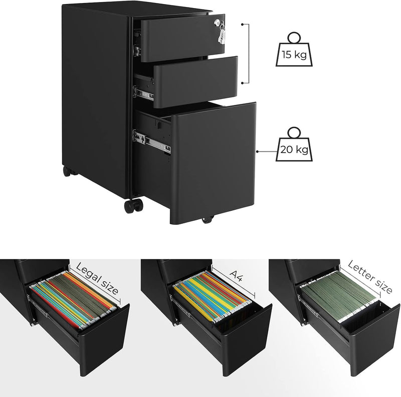 Mobile File Cabinet Office with Wheels and Lock