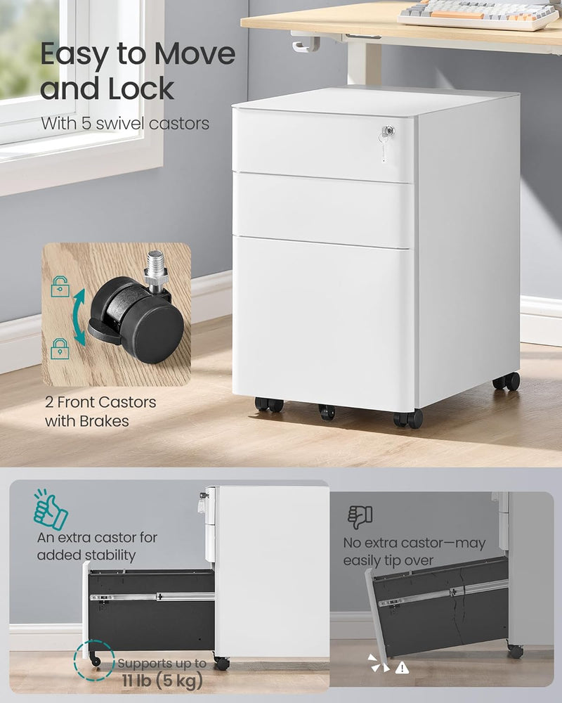 Mobile File Cabinet Office with Wheels and Lock
