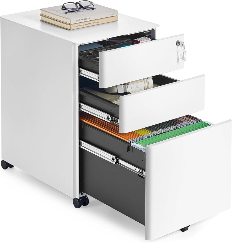 Mobile File Cabinet Office with Wheels and Lock