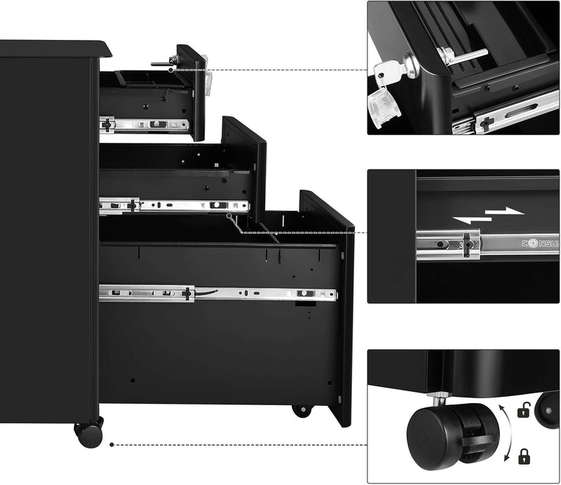 Mobile File Cabinet Office with Wheels and Lock