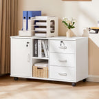 Mobile File Cabinet with 3 Drawers and Lockable