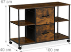 Mobile Filing Cabinet 2 Drawers 4 Shelves Suspension
