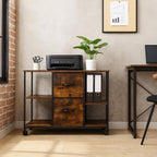 Mobile Filing Cabinet 2 Drawers 4 Shelves Suspension