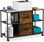 Mobile Filing Cabinet 2 Drawers 4 Shelves Suspension