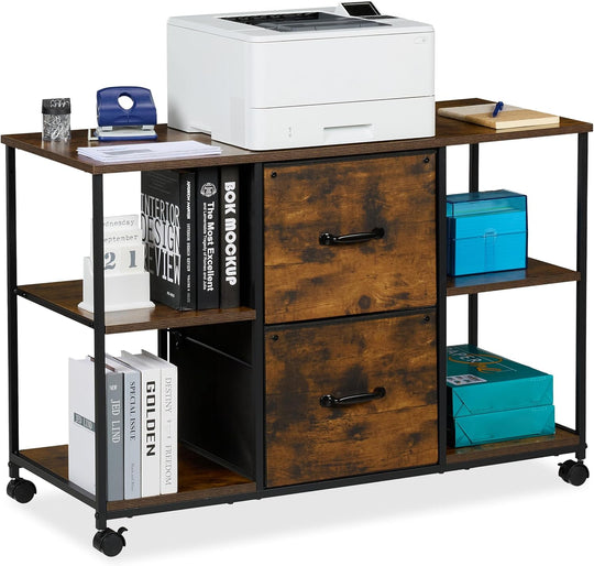 Mobile Filing Cabinet 2 Drawers 4 Shelves Suspension