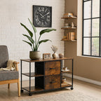 Mobile Filing Cabinet 2 Drawers 4 Shelves Suspension