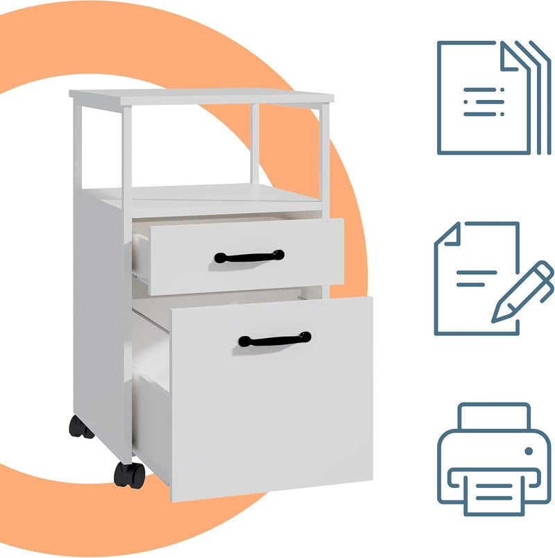 Mobile Filing Cabinet 2 Drawers Hanging File System