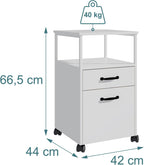 Mobile Filing Cabinet 2 Drawers Hanging File System